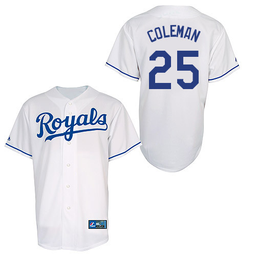 Casey Coleman #25 Youth Baseball Jersey-Kansas City Royals Authentic Home White Cool Base MLB Jersey